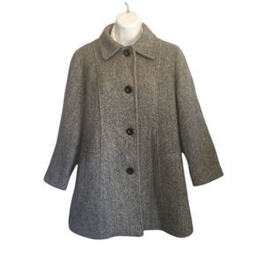 Vintage Herman Kay Wool Herringbone Car Sz 16 Coat